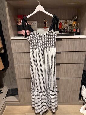 Francesca's Collections Black and White Striped Maxi Dress